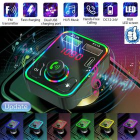 Car MP3 Bluetooth 5.0 Wireless FM Transmitter Adapter 2USB - PD Fast Charger AUX