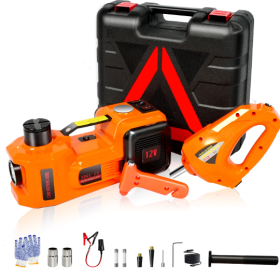 Electric Car Jack Kit,5 Ton 11023 LBS Hydraulic Jack Lift With Electric Impact Wrench,uilt In Inflatable Pump,and LED Light For SUV ,MPV Sedan,Chrome