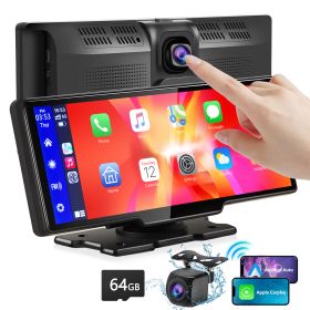 Portable Wireless Carplay With 2.5K Camera, 1080P Back Cam 9.3inches Ultra HD Android Auto Car Play Screen For Car DVR Loop Recording, Bluetooth GPS N