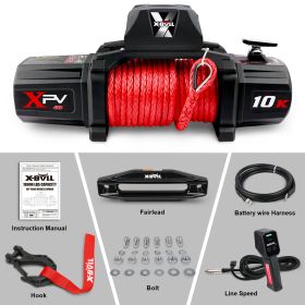 X-BULL Winch - 10000 Lbs BJ Load Capacity Electric Winch Kit - 12V Synthetic Rope Winch, Waterproof IP67 Electric Winch With Rope Fairlead With Wirele
