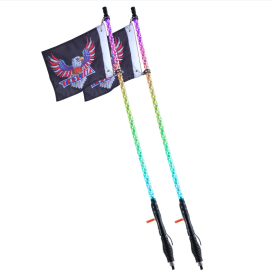 2 PCS 3 FT Whip Light With Spring Base, Led Whip Light With APP & Remote Control, Waterproof Spiral RGB Chasing Lighted Whips With 2 Flags, For UTVs,