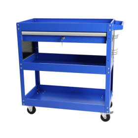 3 Tier Rolling Tool Cart, Heavy Duty Utility Cart Tool Organizer With Storage Drawer, Industrial Commercial Service Tool Cart For Mechanics, Garage, W (Color: Blue)