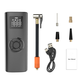 Inflator Pump, The Savior Of Car Tires In An Emergency. Multi-purpose Inflatable Compatibility. It Has An Accurate Tire Pressure Detection Function. F (Color: Black)
